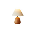 Natural Wood Table Lamp White Fabric Shade 14.9 in Set of 3