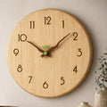 Wall Clock 9.8 or 11.8 Inches Rubber Wood Silent 2 Styles