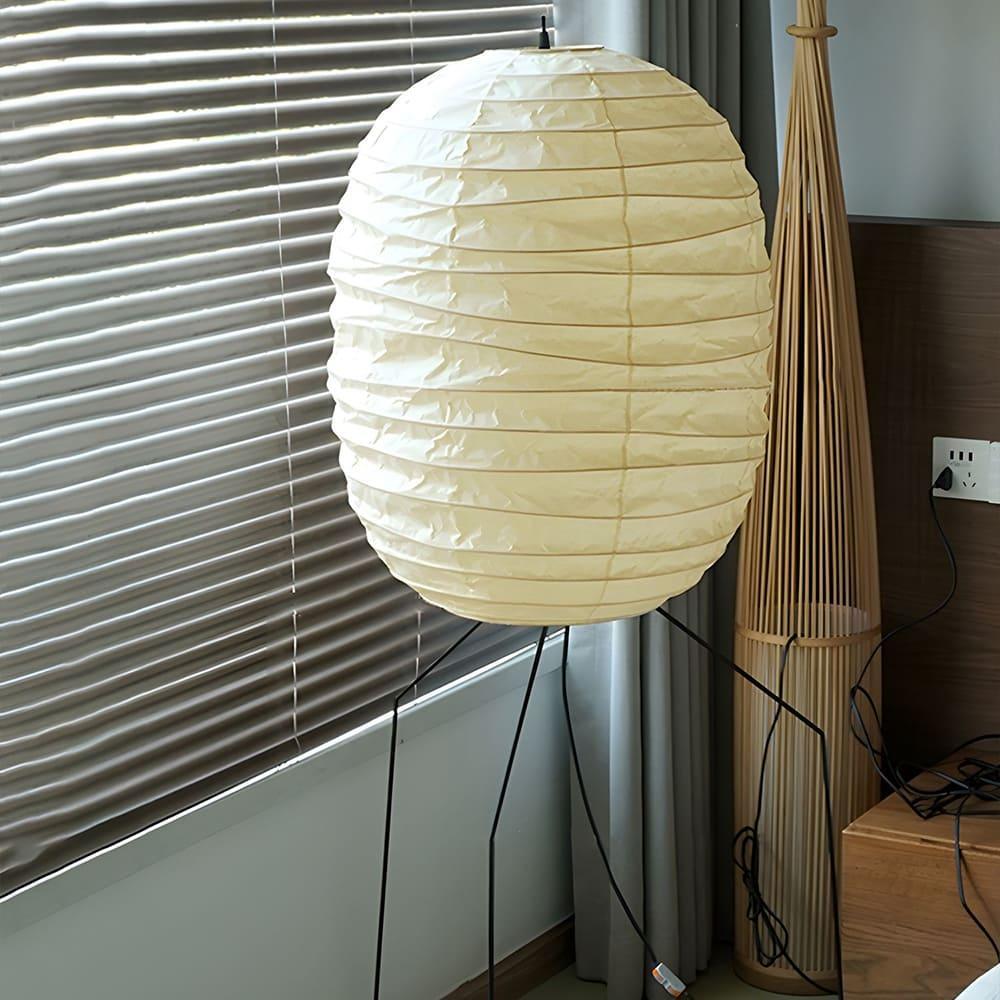 Oval Rice Paper Lantern Floor Lamp Tripod Legs 55.1 in Set of 2