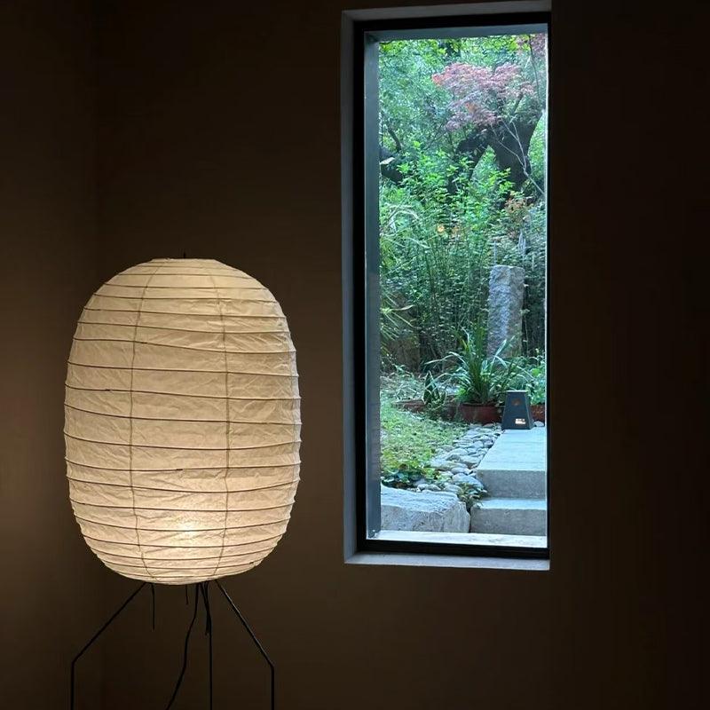 Oval Rice Paper Lantern Floor Lamp Tripod Legs 55.1 in Set of 2