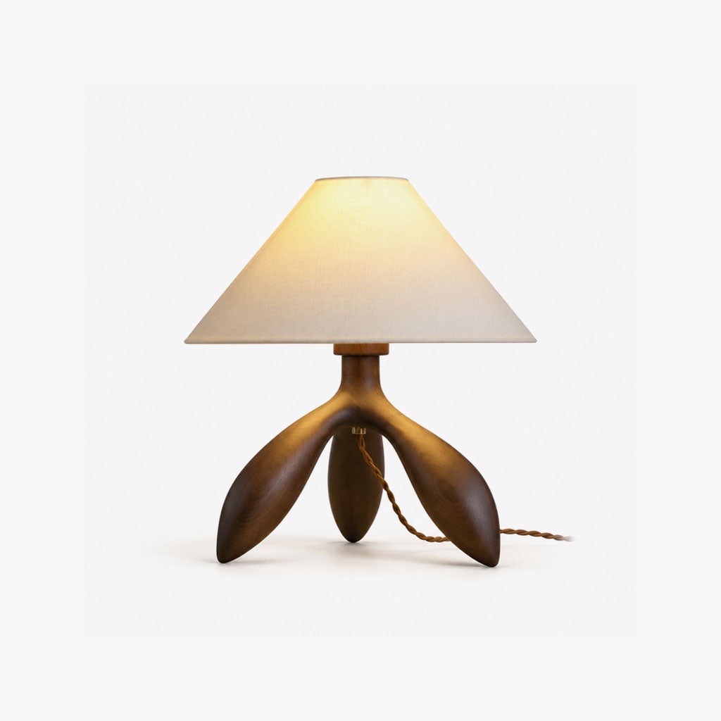Petal Leg Wood Table Lamp Fabric Empire Shade 15 in Set of 2