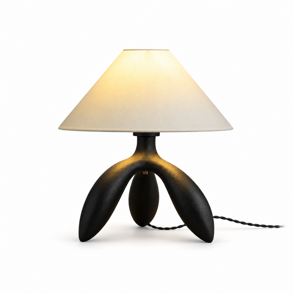 Petal Leg Wood Table Lamp Fabric Empire Shade 15 in Set of 2