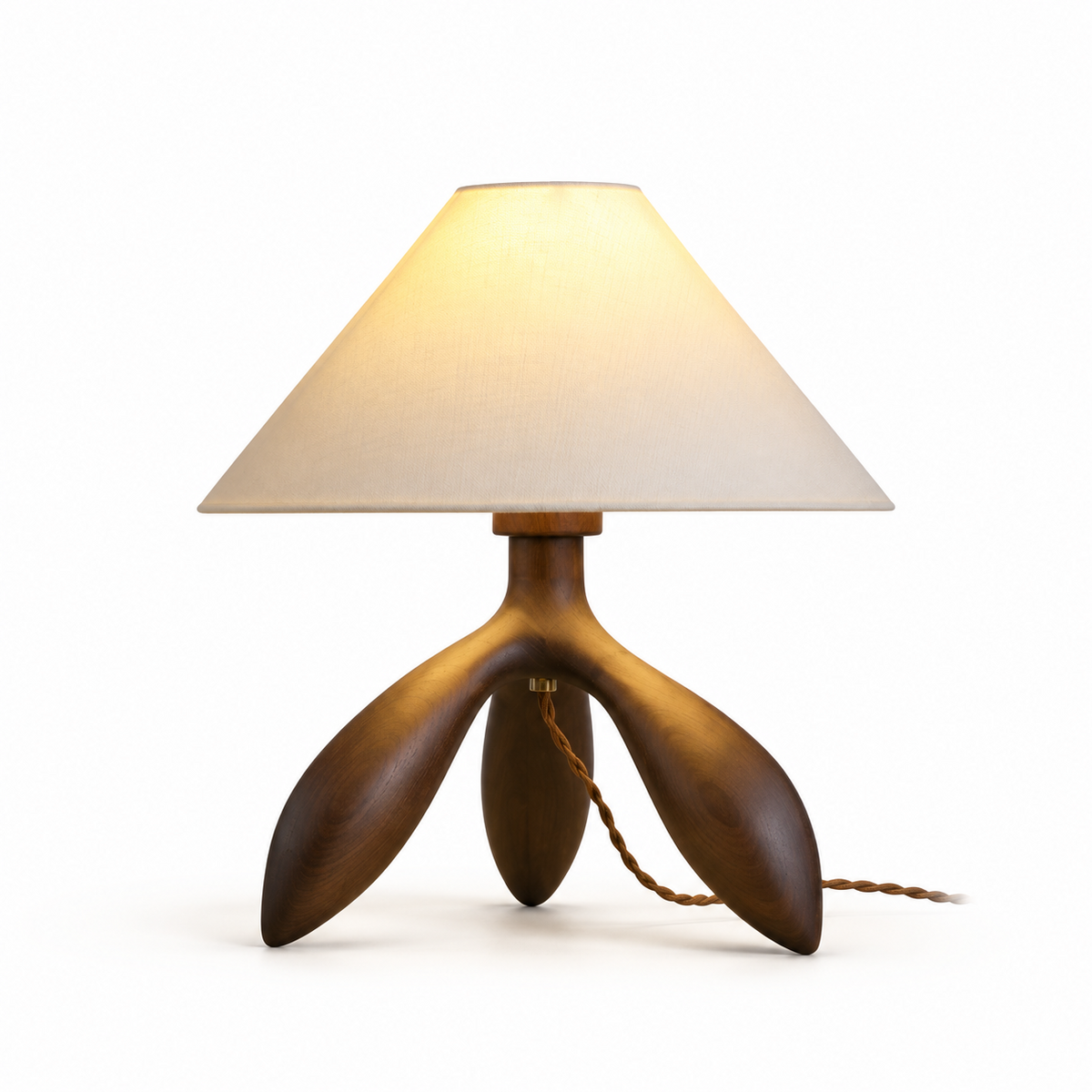 Petal Leg Wood Table Lamp Fabric Empire Shade 15 in Set of 2