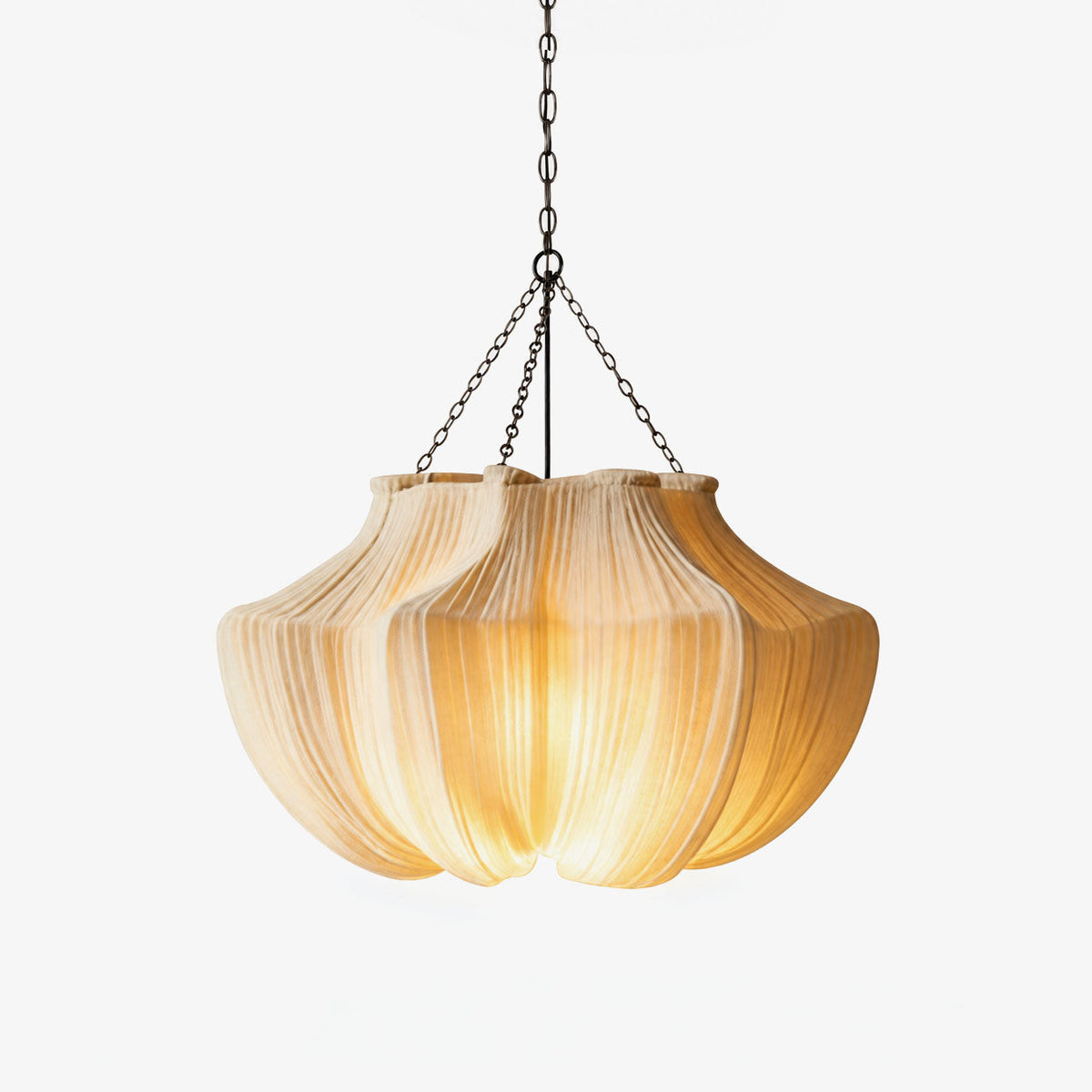 Pleated Fabric Pendant Light Natural Oatmeal 19.7 in
