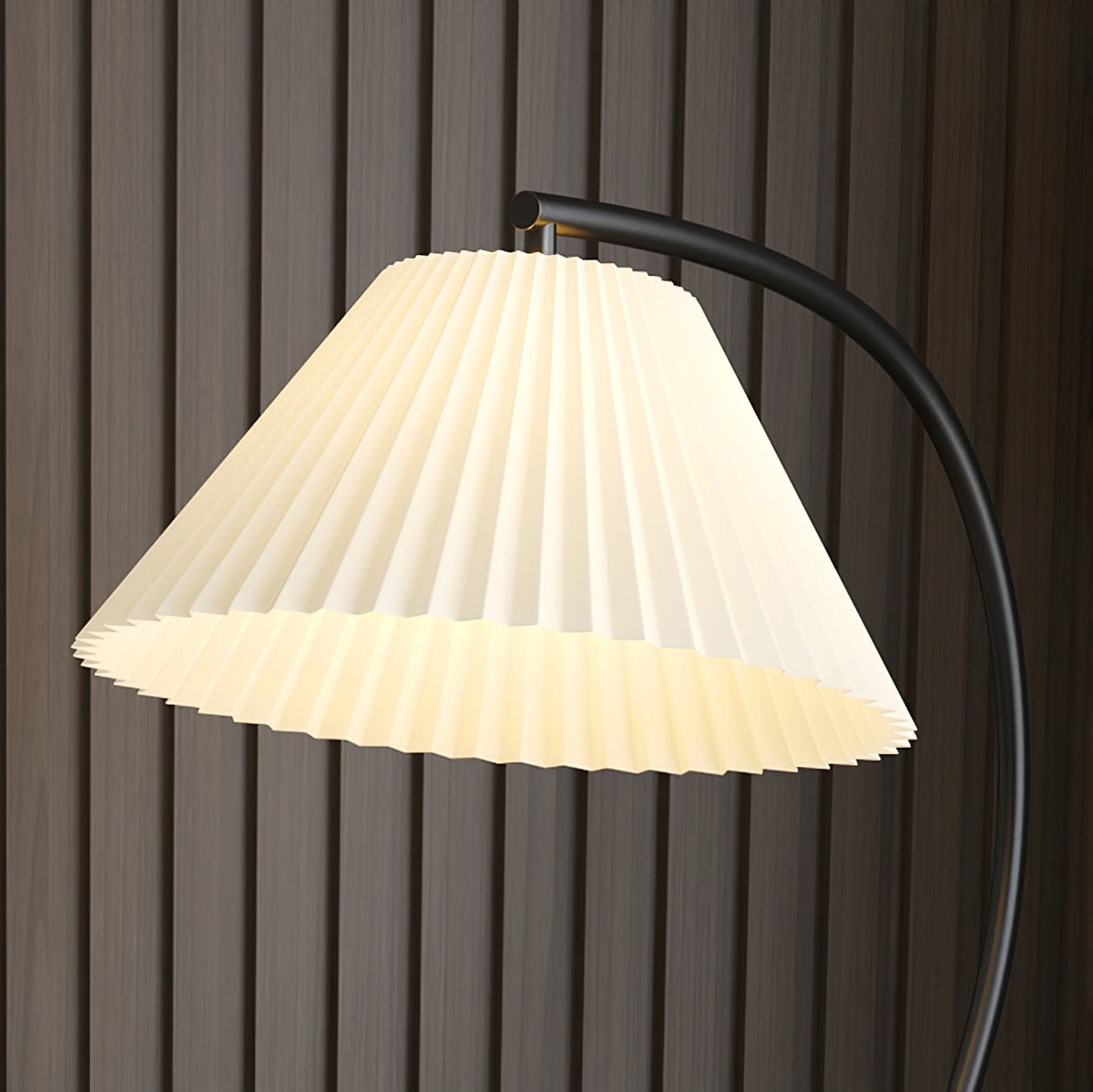 Pleated Shade Floor Lamp with Round Nightstand 66.9 in Set of 3
