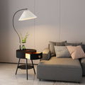 Pleated Shade Floor Lamp with Round Nightstand 66.9 in Set of 3