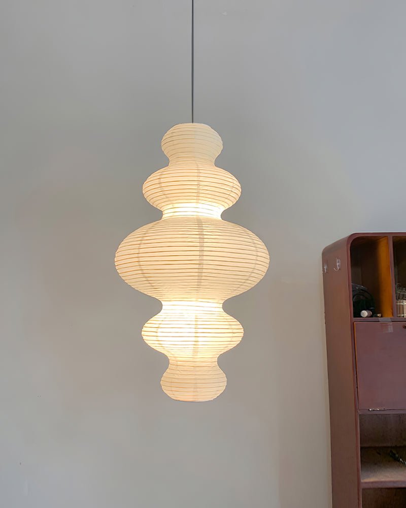 Plug In Paper Tower Swag Pendant Light Mulberry Paper 18.5 in Set of 3