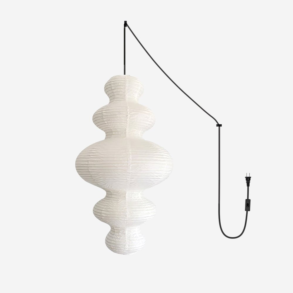 Plug In Paper Tower Swag Pendant Light Mulberry Paper 18.5 in Set of 3