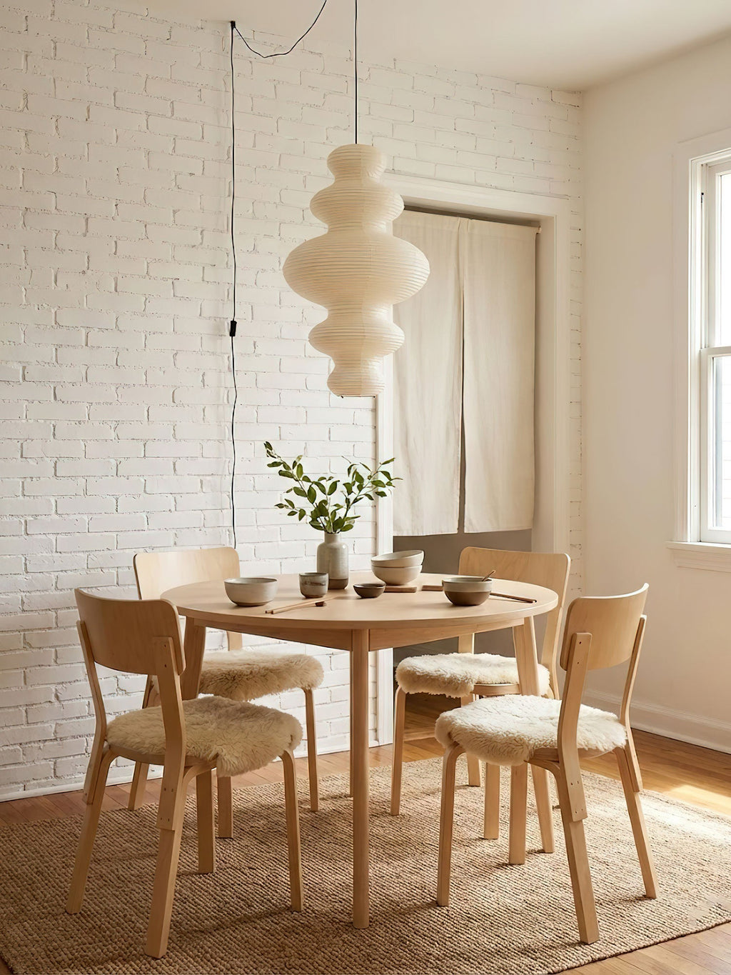 Plug In Paper Tower Swag Pendant Light Mulberry Paper 18.5 in Set of 3