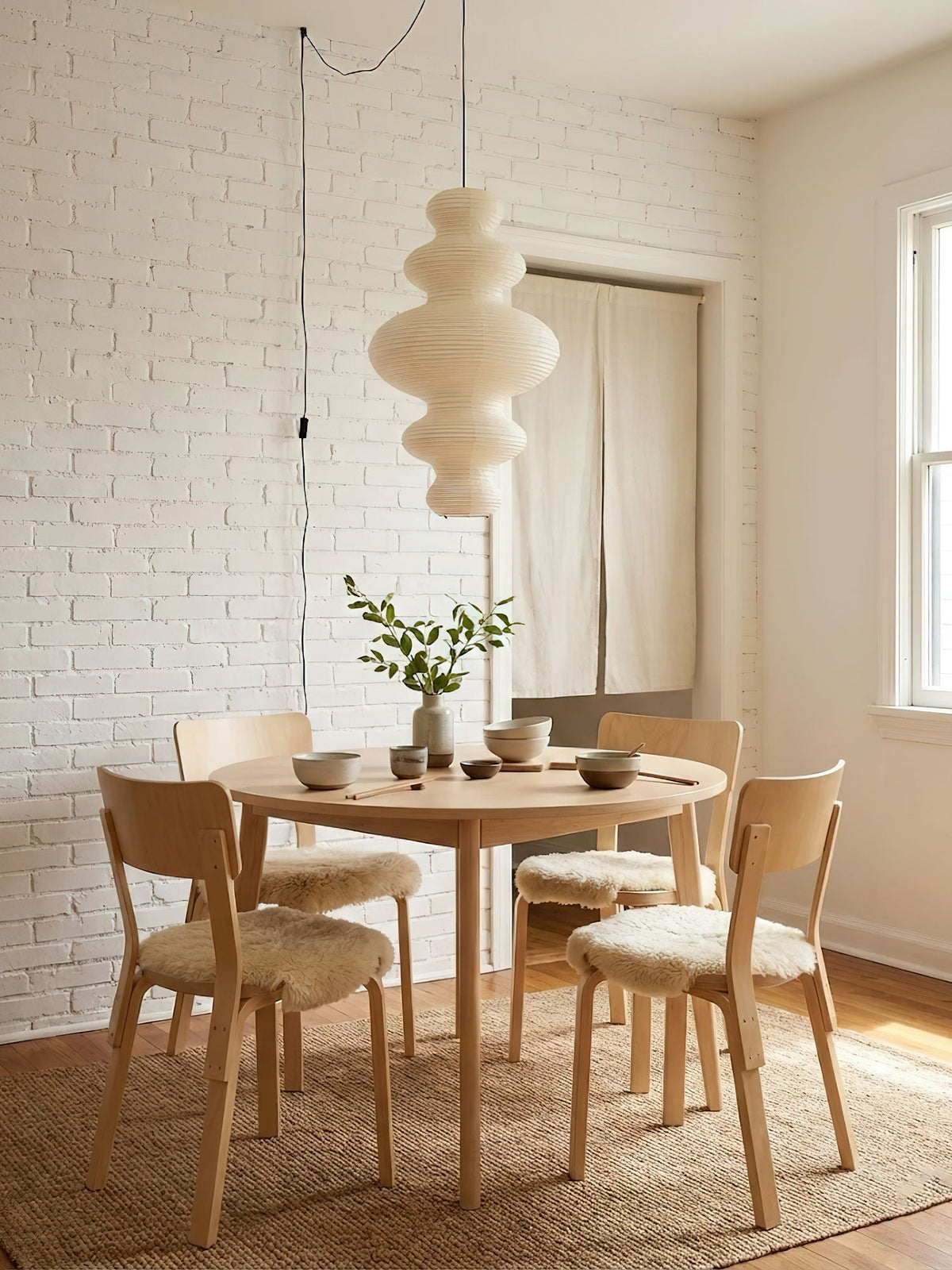 Plug In Paper Tower Swag Pendant Light Mulberry Paper 18.5 in Set of 3