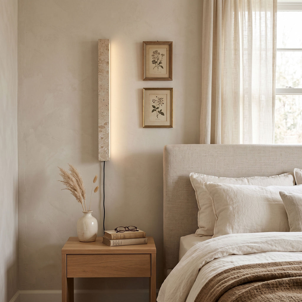 Plug In Travertine Linear Wall Light 18.9 in Set of 3