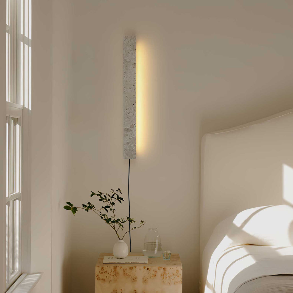 Plug In Travertine Linear Wall Light 18.9 in Set of 3