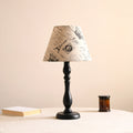 Printed Fabric Table Lamp Black Turned Base 20.5 in Set of 3