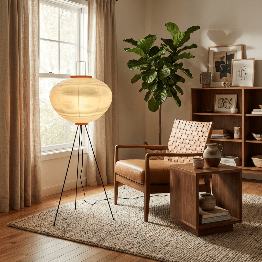 Rice Paper Floor Lamp Lantern on Tripod Legs 47.2 in Set of 2