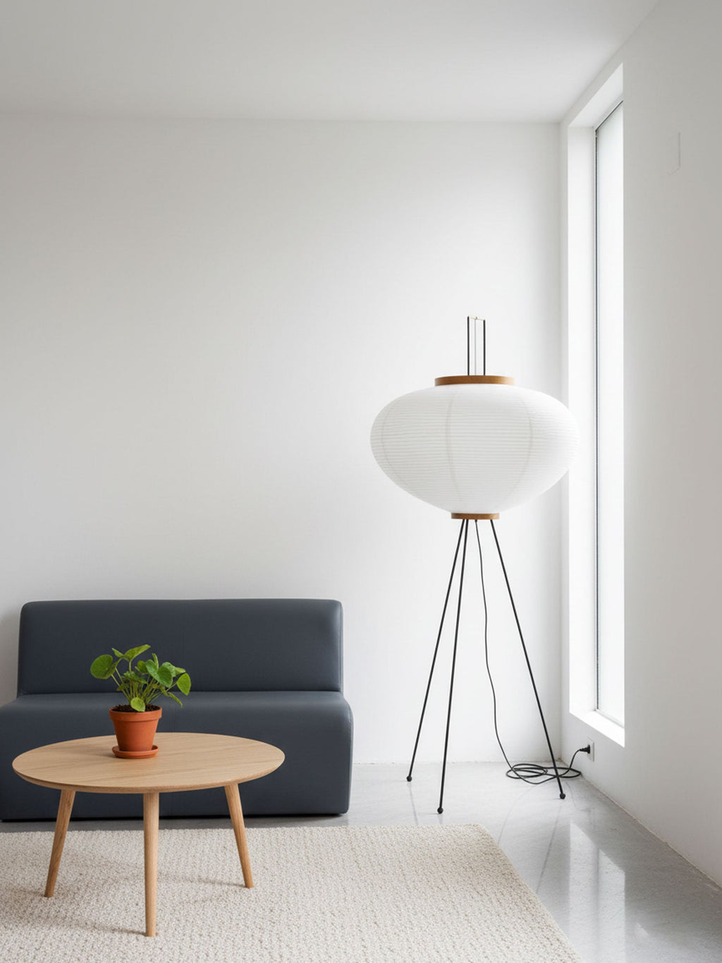 Rice Paper Floor Lamp Lantern on Tripod Legs 47.2 in Set of 2