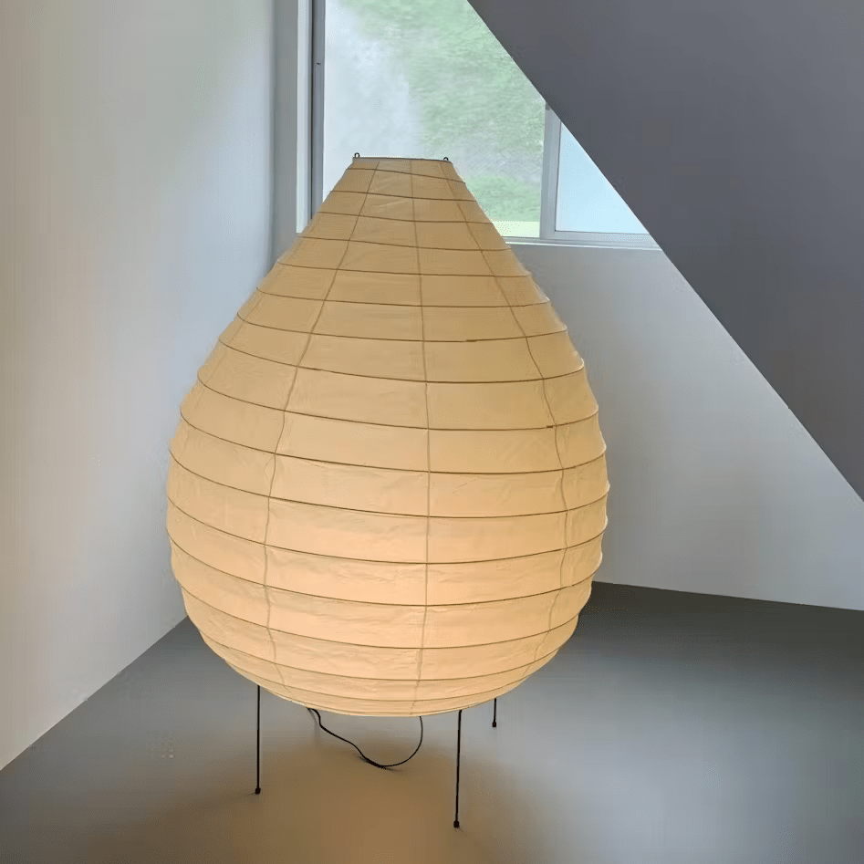 Rice Paper Lantern Floor Lamp Teardrop Shade 43.3 in
