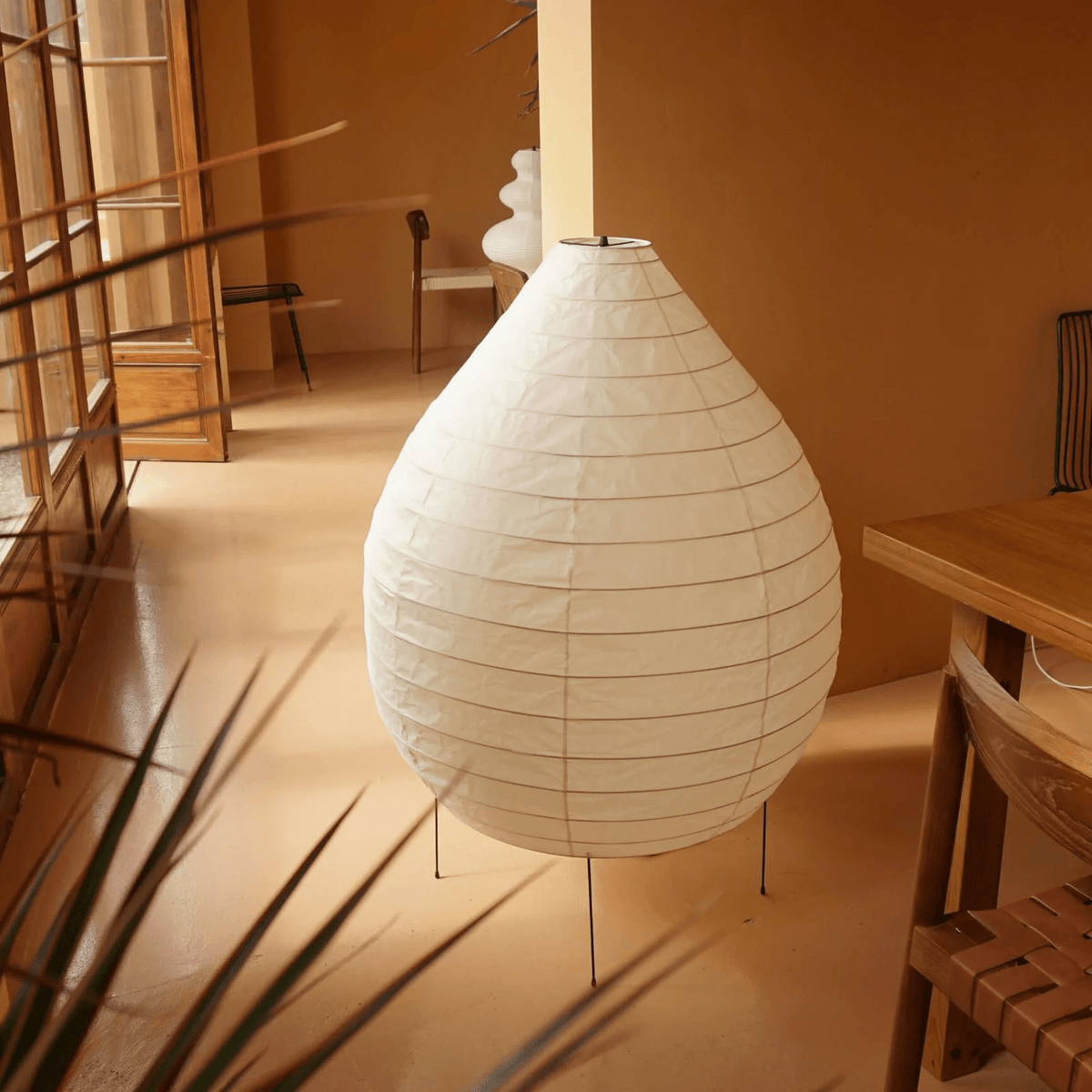 Rice Paper Lantern Floor Lamp Teardrop Shade 43.3 in
