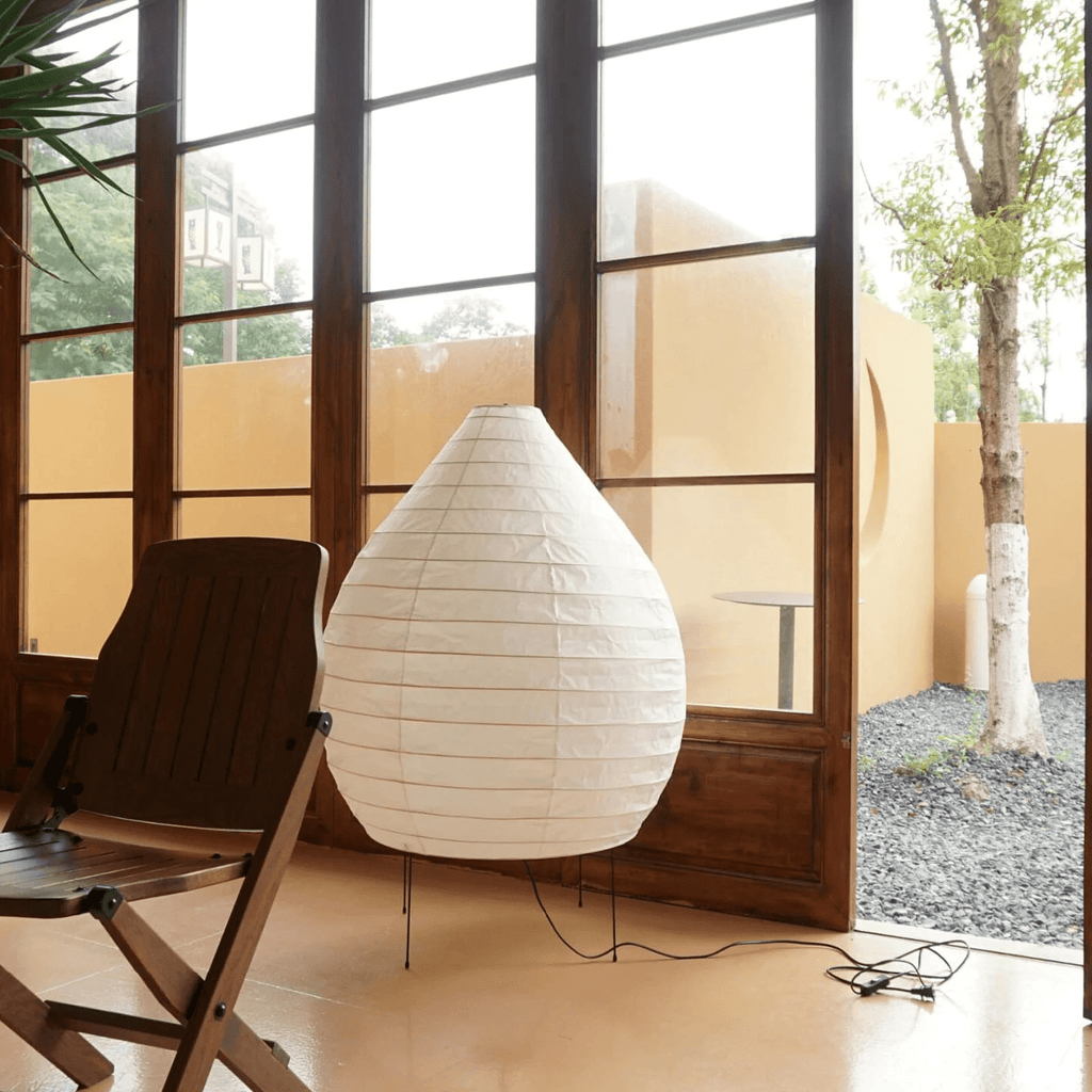 Rice Paper Lantern Floor Lamp Teardrop Shade 43.3 in