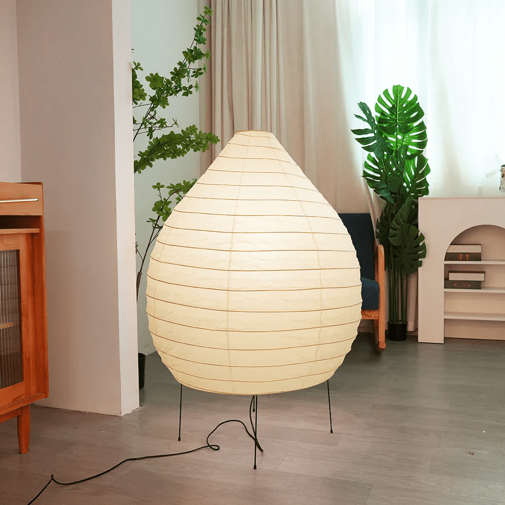 Rice Paper Lantern Floor Lamp Teardrop Shade 43.3 in