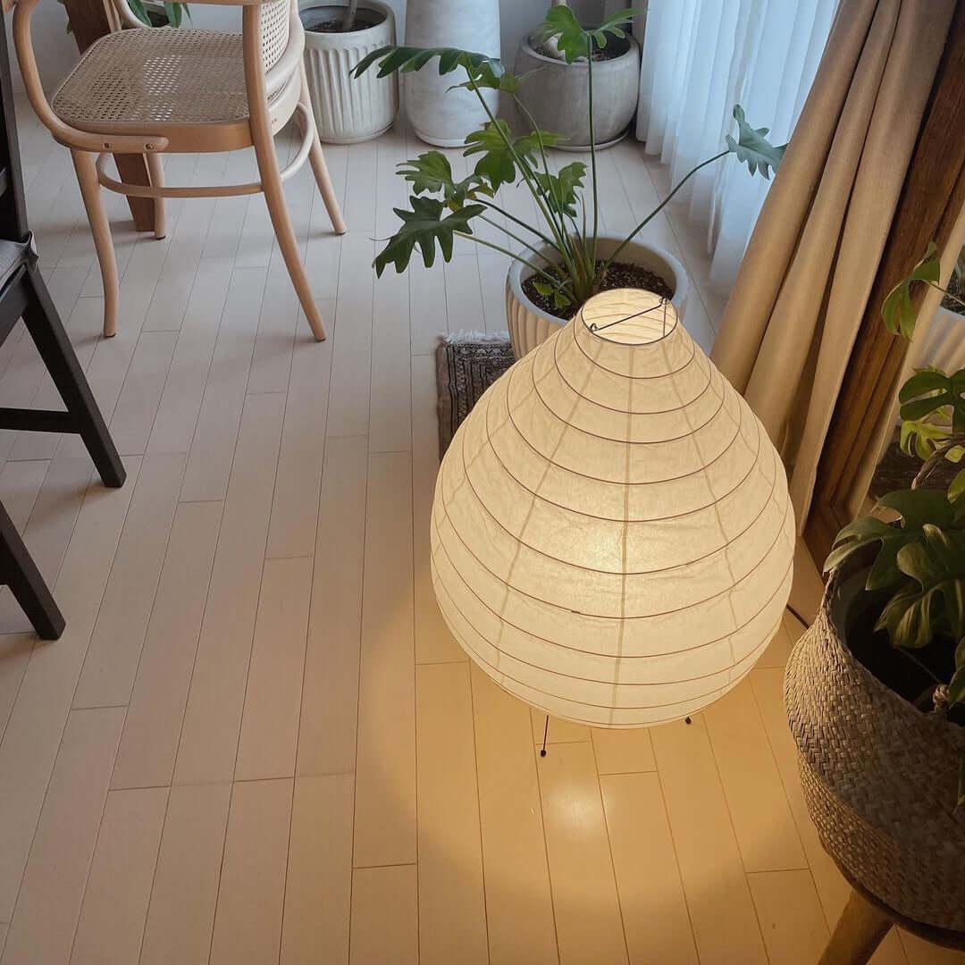 Rice Paper Lantern Floor Lamp Teardrop Shade 43.3 in