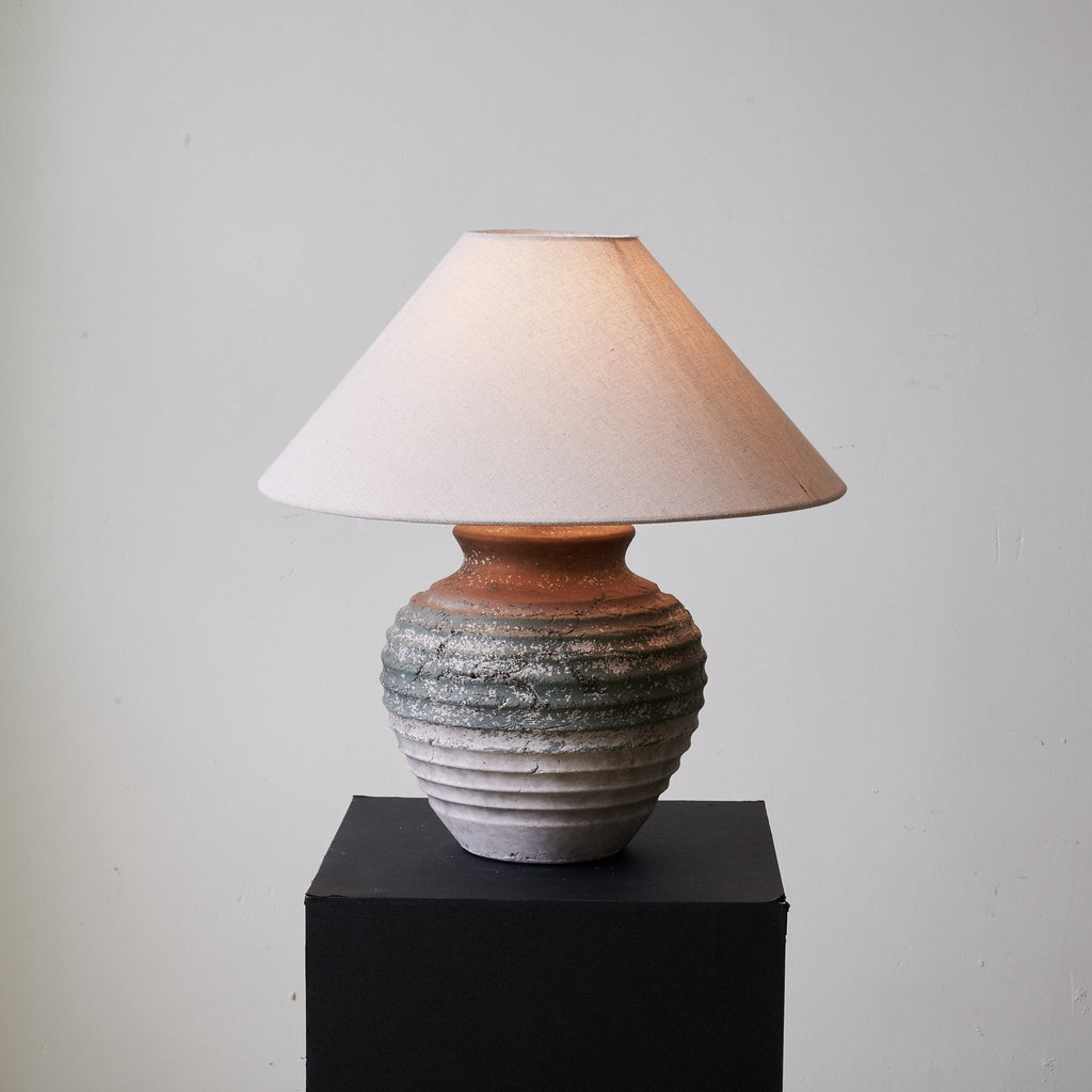 Ridged Clay Table Lamp Terracotta to Charcoal Ombre 17.7 in