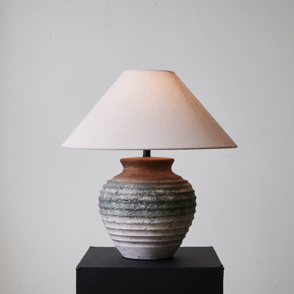 Ridged Clay Table Lamp Terracotta to Charcoal Ombre 17.7 in
