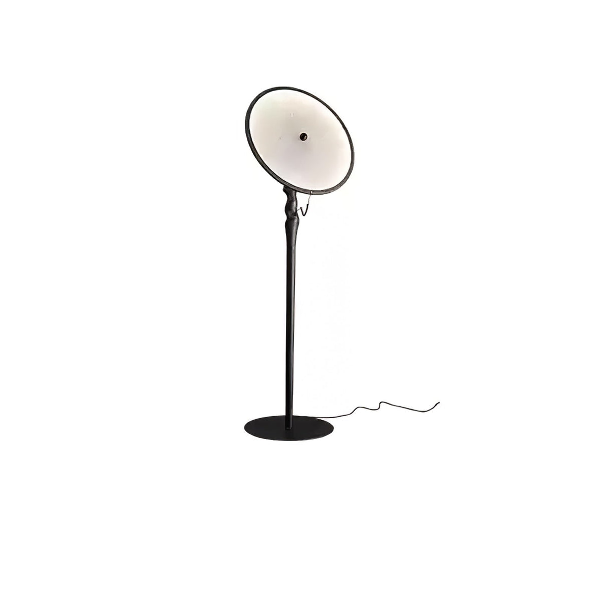Round Dish Floor Lamp Wood Stand Acrylic Shade 67.7 in