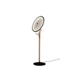 Round Dish Floor Lamp Wood Stand Acrylic Shade 67.7 in