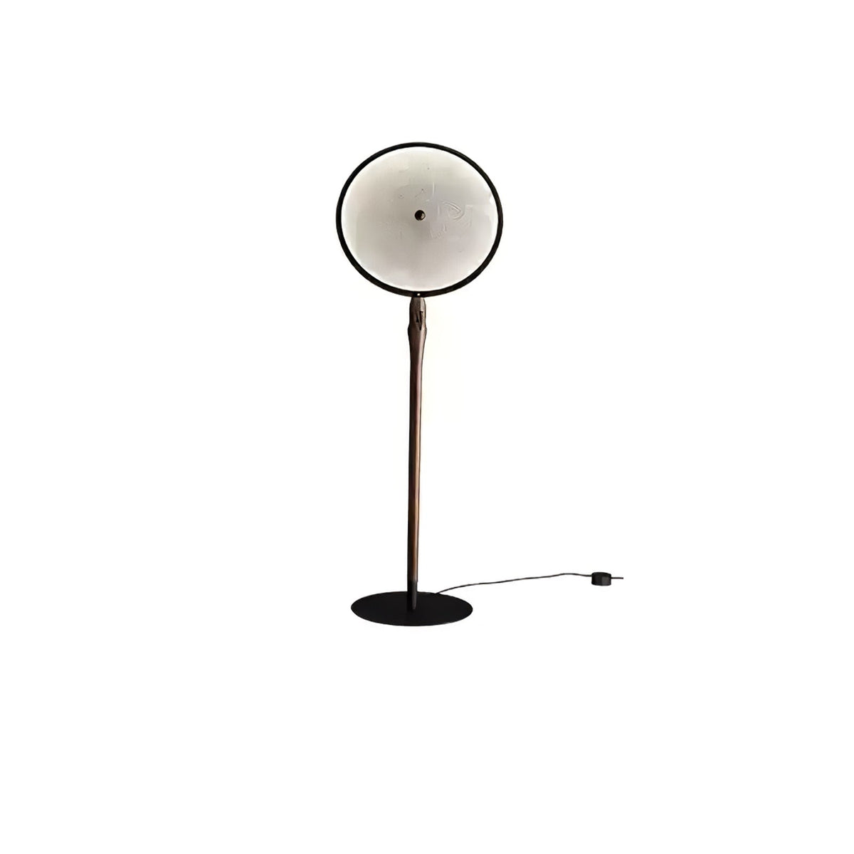 Round Dish Floor Lamp Wood Stand Acrylic Shade 67.7 in