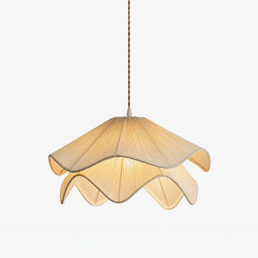 Ruffle Fabric Pendant Light Two Tier Pleated Shade 15.7 in Set of 3