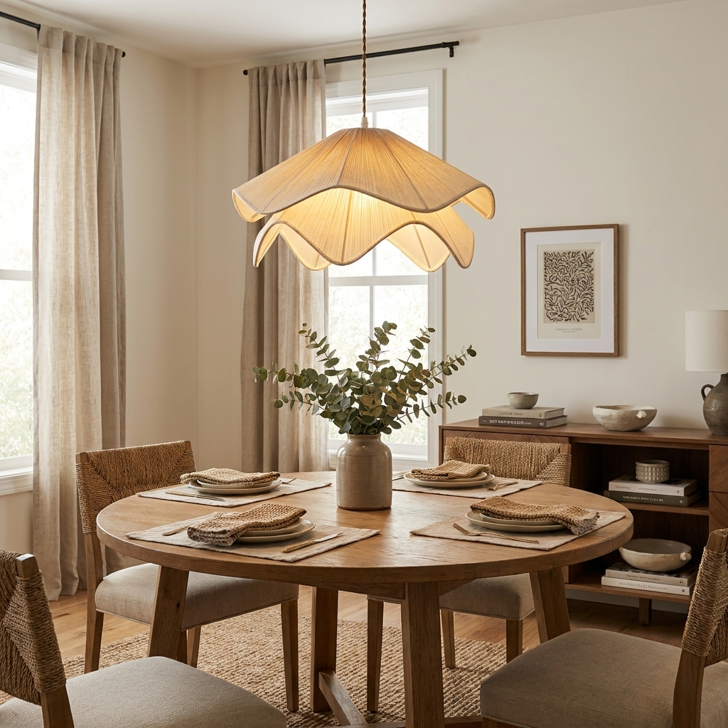 Ruffle Fabric Pendant Light Two Tier Pleated Shade 15.7 in Set of 3