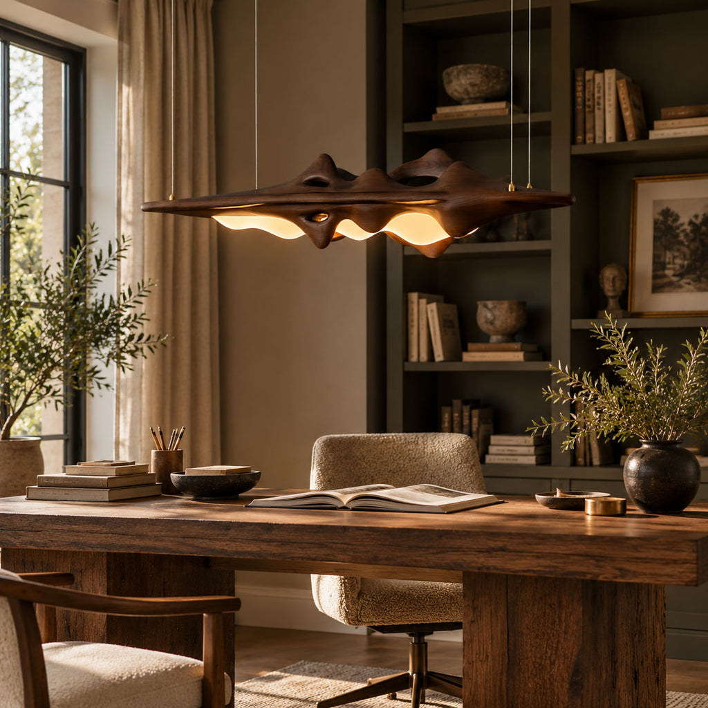 Sculpted Wave Linear Pendant Light 47.2 in Set of 3