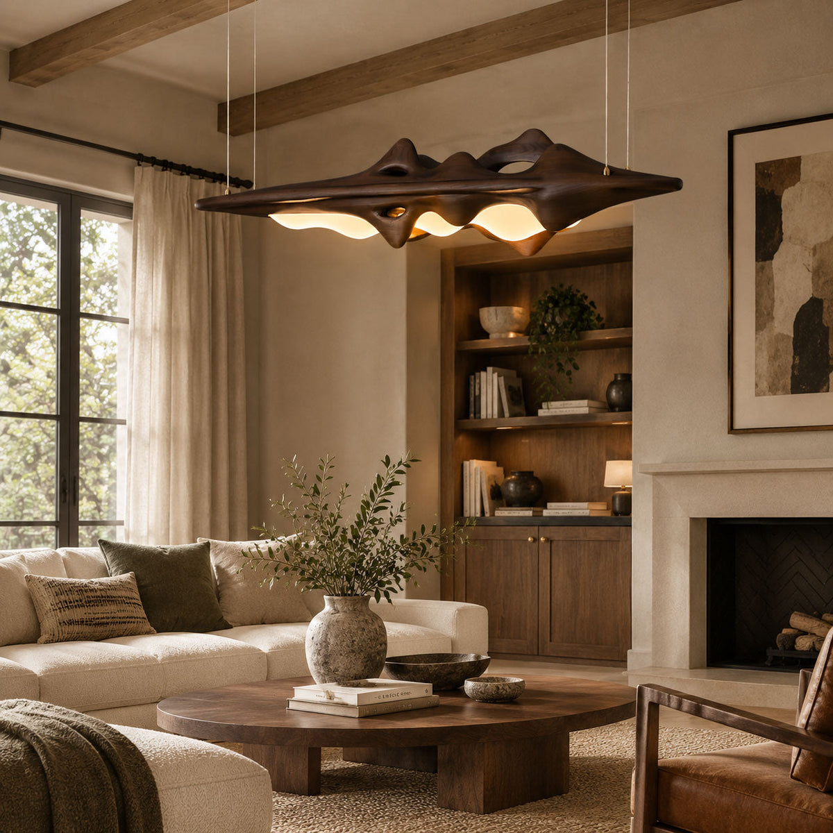Sculpted Wave Linear Pendant Light 47.2 in Set of 3