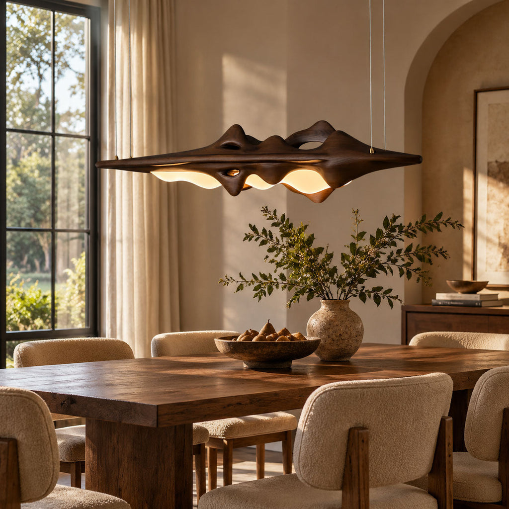 Sculpted Wave Linear Pendant Light 47.2 in Set of 3