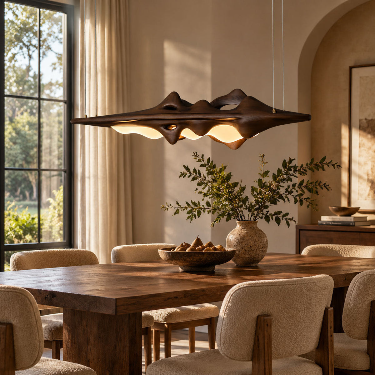 Sculpted Wave Linear Pendant Light 47.2 in Set of 3