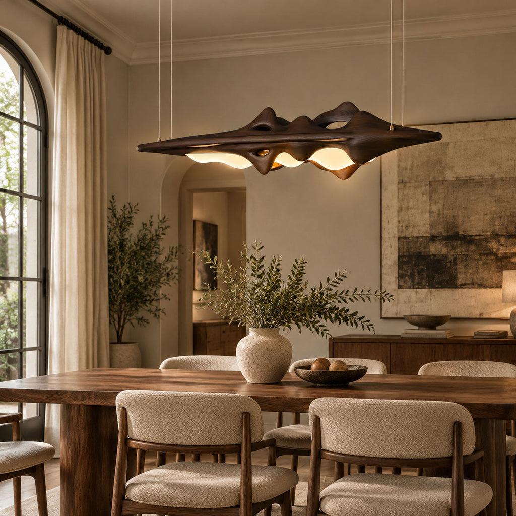 Sculpted Wave Linear Pendant Light 47.2 in Set of 3