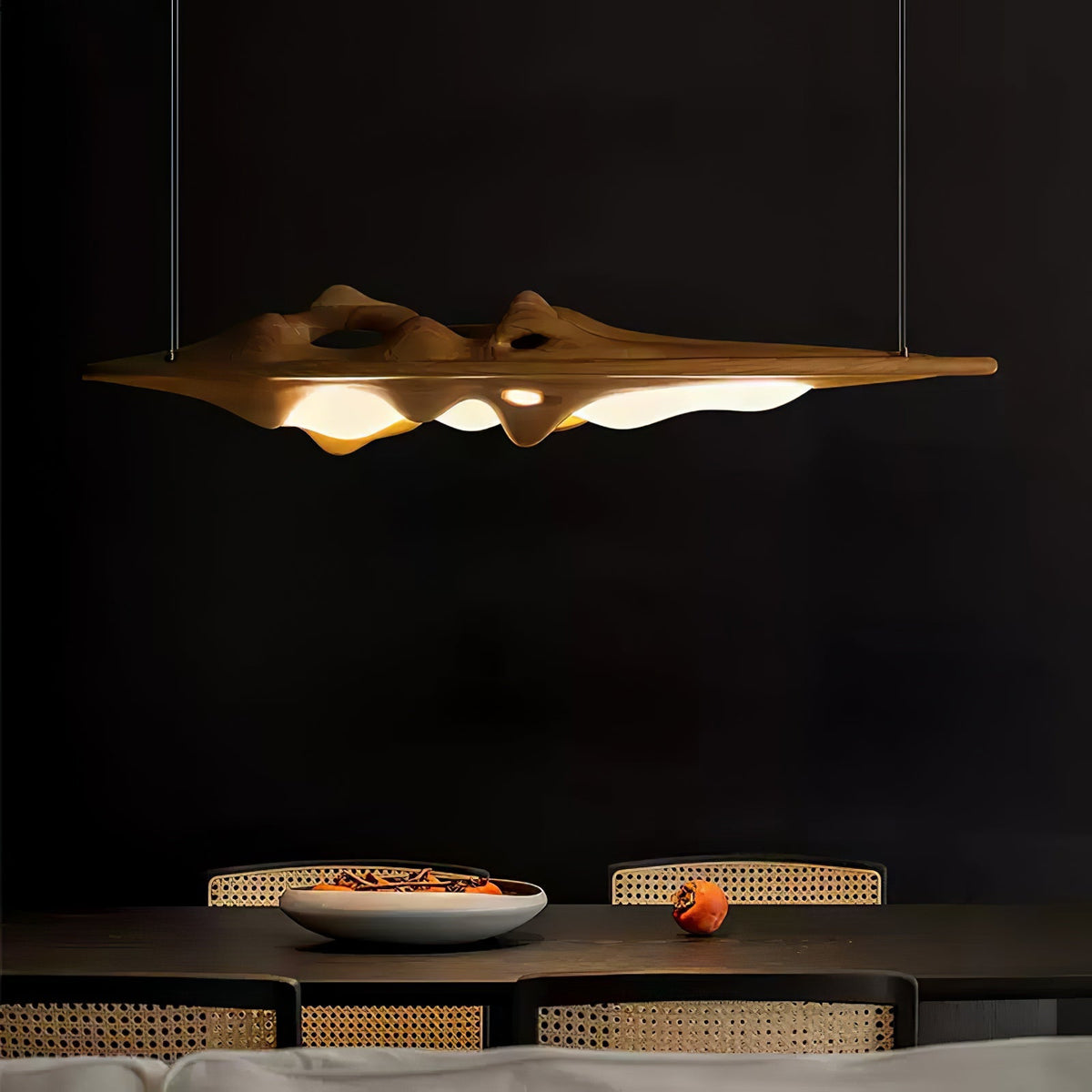 Sculpted Wave Linear Pendant Light 47.2 in Set of 3