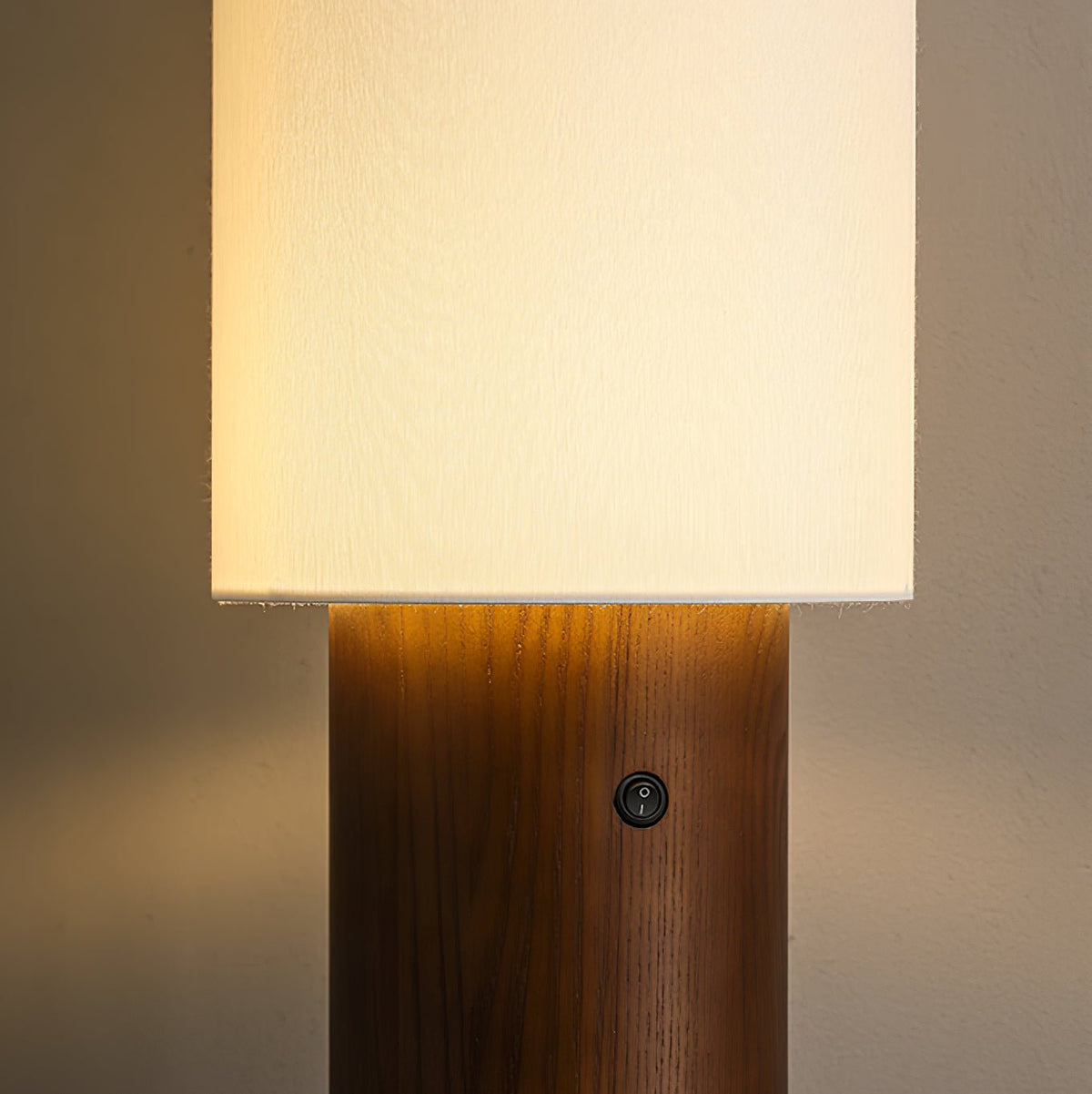 Slim Wood Column Floor Lamp Cylinder Fabric Shade 55.1 in