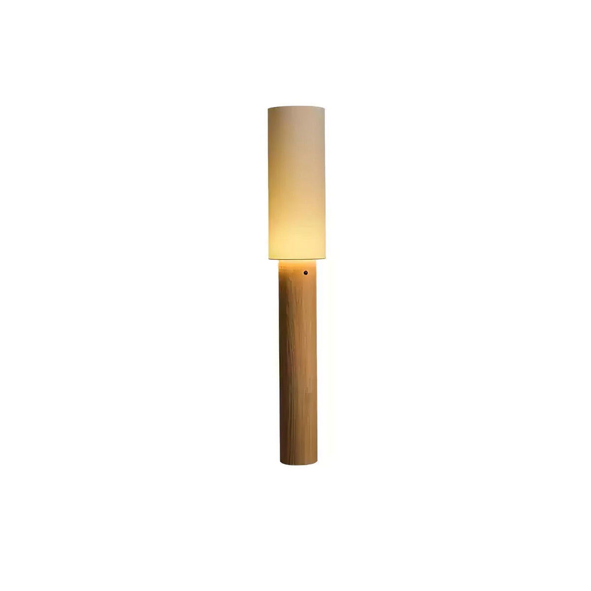 Slim Wood Column Floor Lamp Cylinder Fabric Shade 55.1 in
