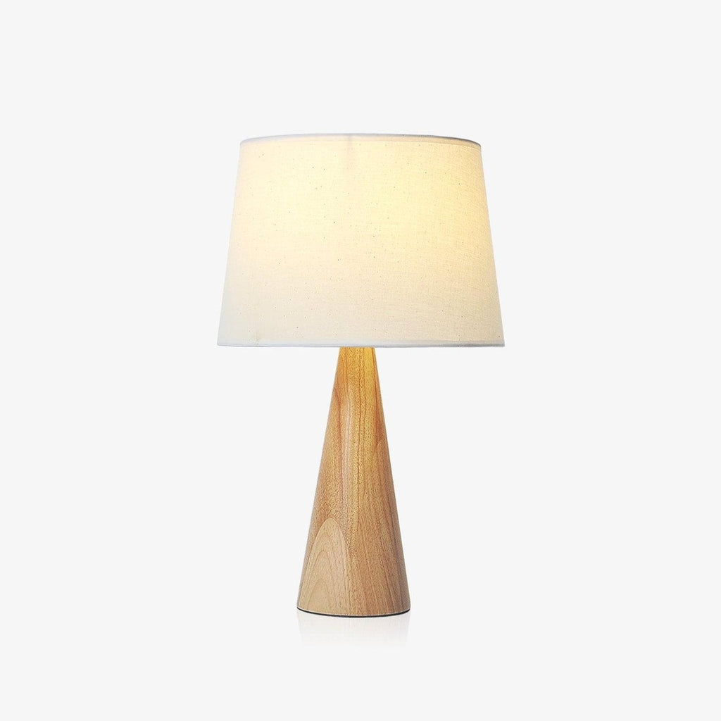 Solid Wood Cone Table Lamp Fabric Shade 19.7 in Set of 2