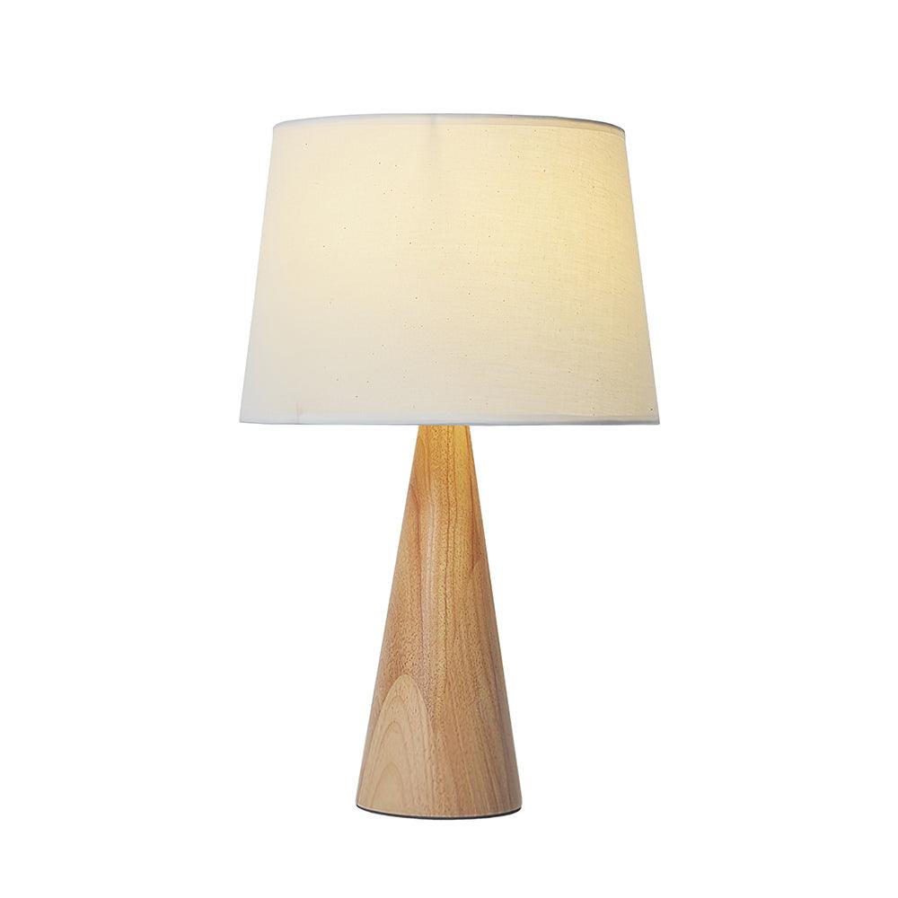 Solid Wood Cone Table Lamp Fabric Shade 19.7 in Set of 2