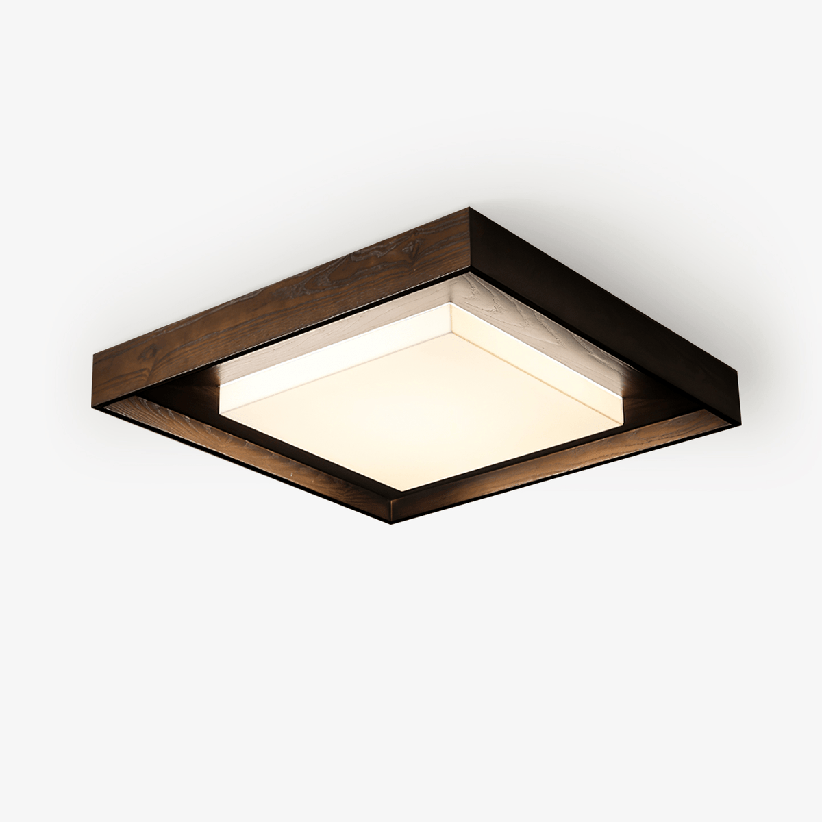 Square Wood Frame Ceiling Light Flush Mount 27.6 in Set of 3