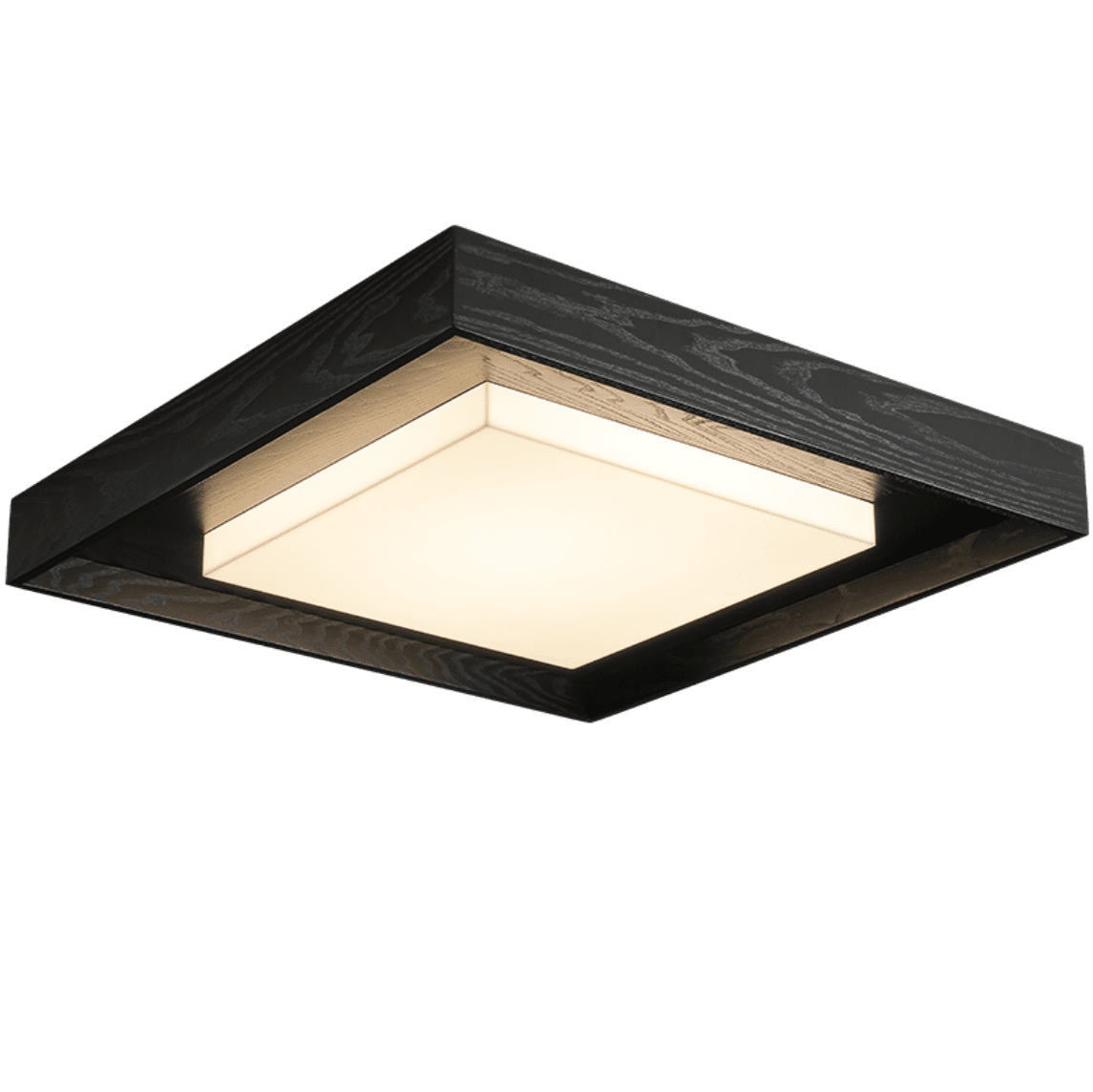 Square Wood Frame Ceiling Light Flush Mount 27.6 in Set of 3
