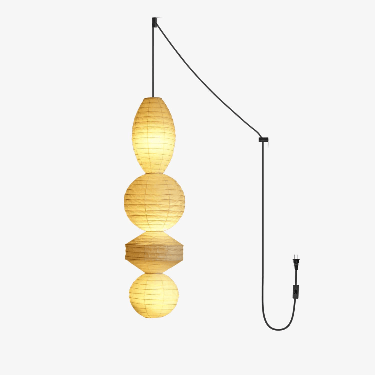 Stacked Paper Lantern Plug In Swag Pendant 44.9 in