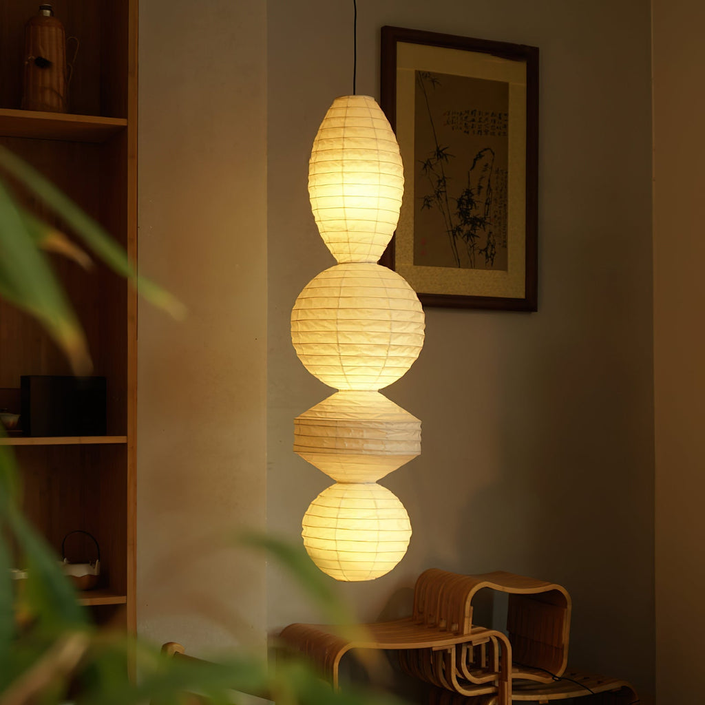 Stacked Paper Lantern Plug In Swag Pendant 44.9 in