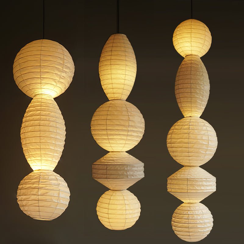 Stacked Paper Lantern Plug In Swag Pendant 44.9 in