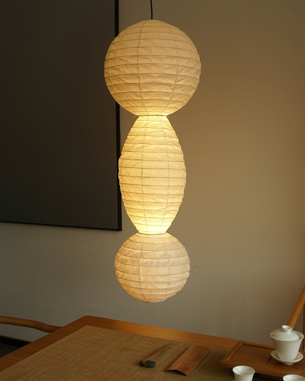 Stacked Paper Lantern Plug In Swag Pendant 44.9 in