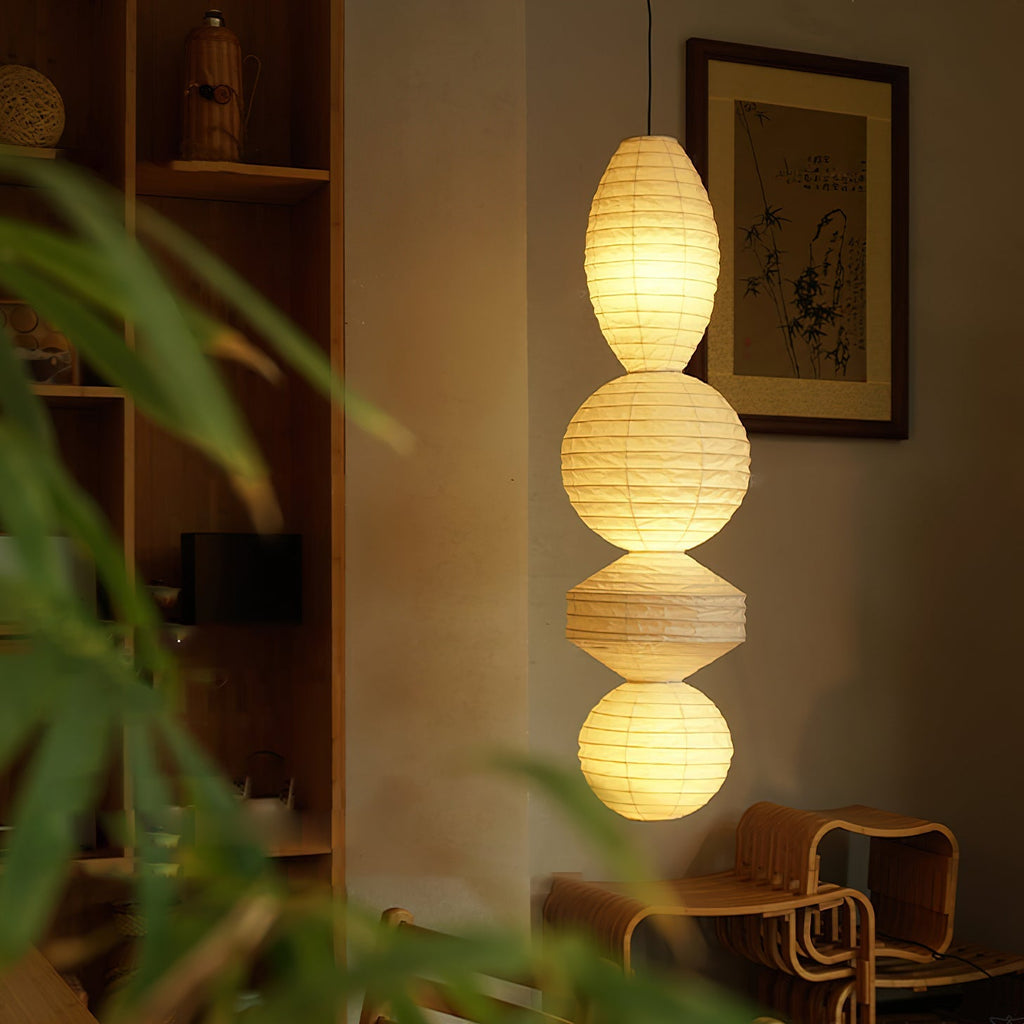Stacked Paper Lantern Plug In Swag Pendant 44.9 in