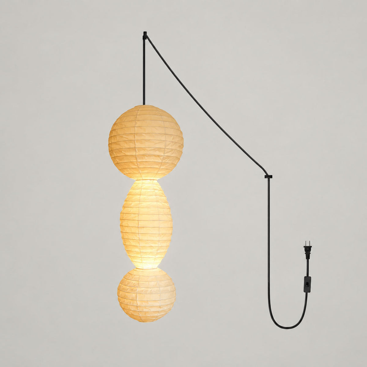Stacked Paper Lantern Plug In Swag Pendant 44.9 in