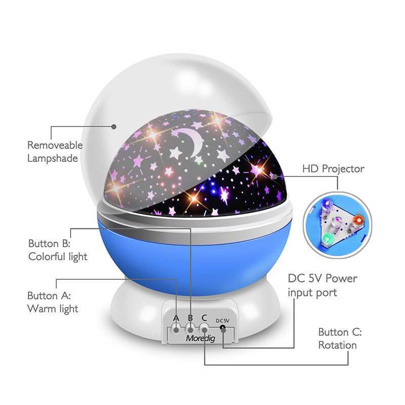 Star Projector Night Light Rotating 4.7 Inch Set of 3